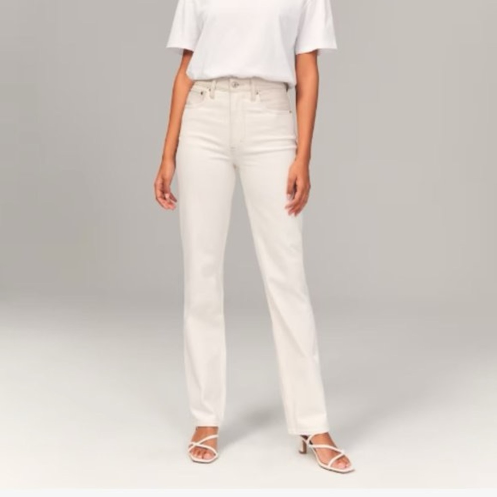 Abercrombie mixed fabric high rise 90’s straight jean size 23 short